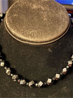 Handcut Victorian Mourning Jet Beads Choker